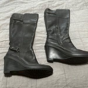 New black leather timberland tall ion technology boots 9.5